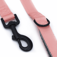 a peach colored double handle dog leash with black clasp for strong pulling dogs
