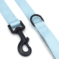 a light blue leash with black hardware