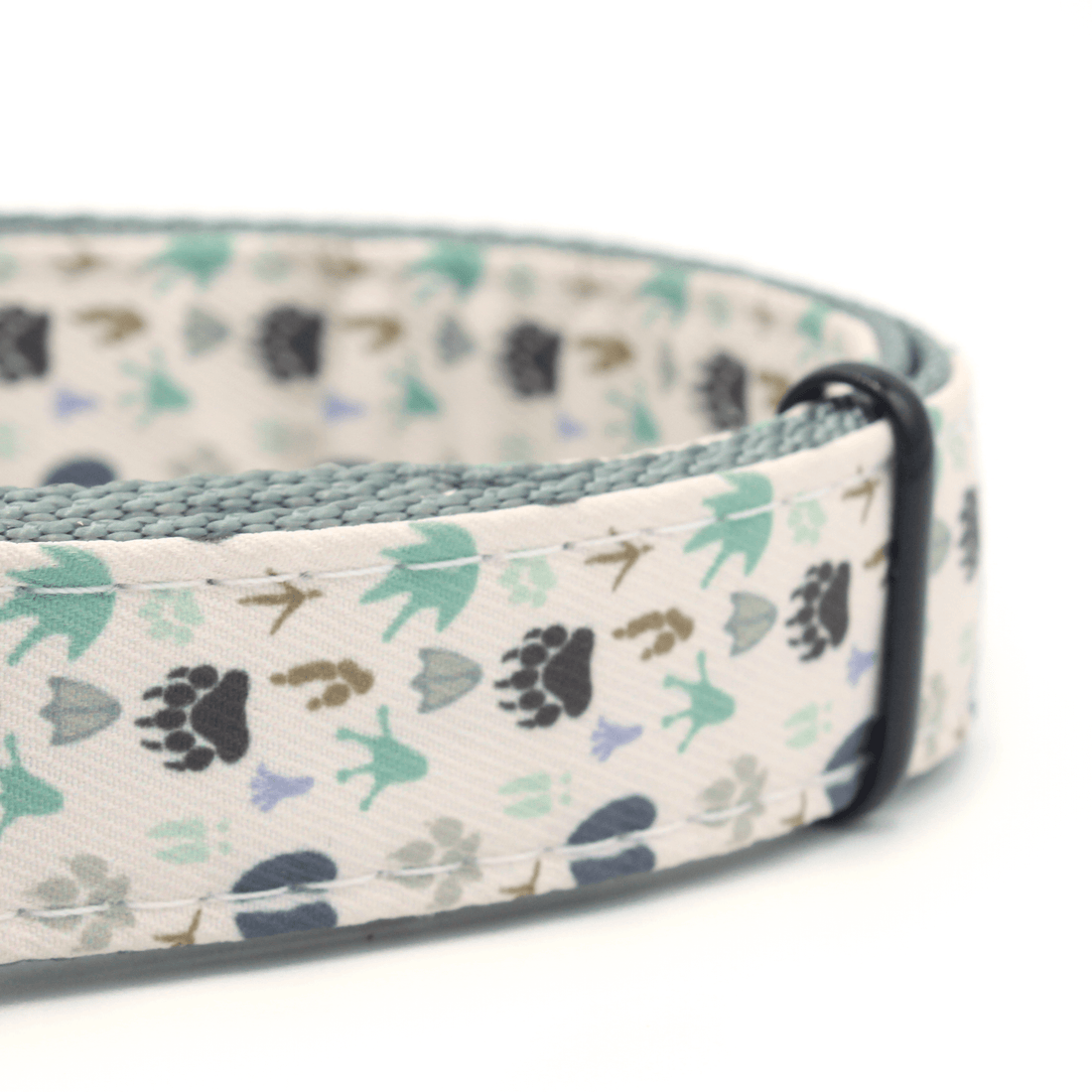 close up animal paw print pattern dog collar