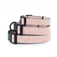 3 pink butterfly pattern dog collars stacked on top of each other