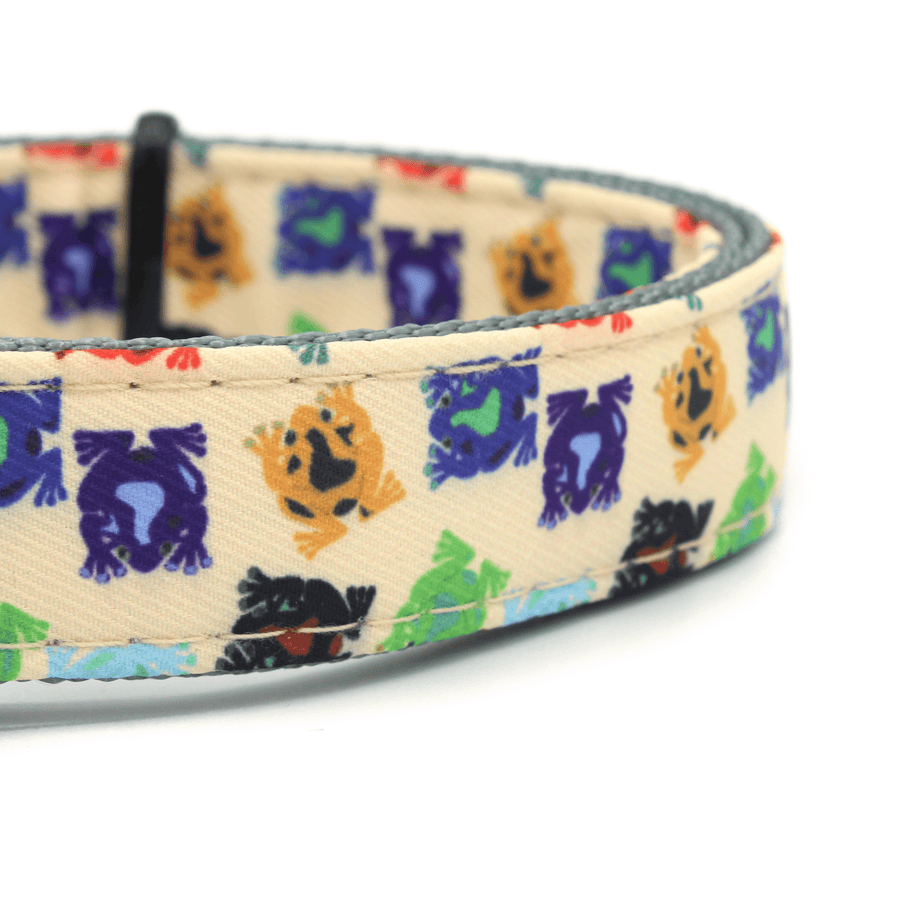 multicolored frog pattern dog collar
