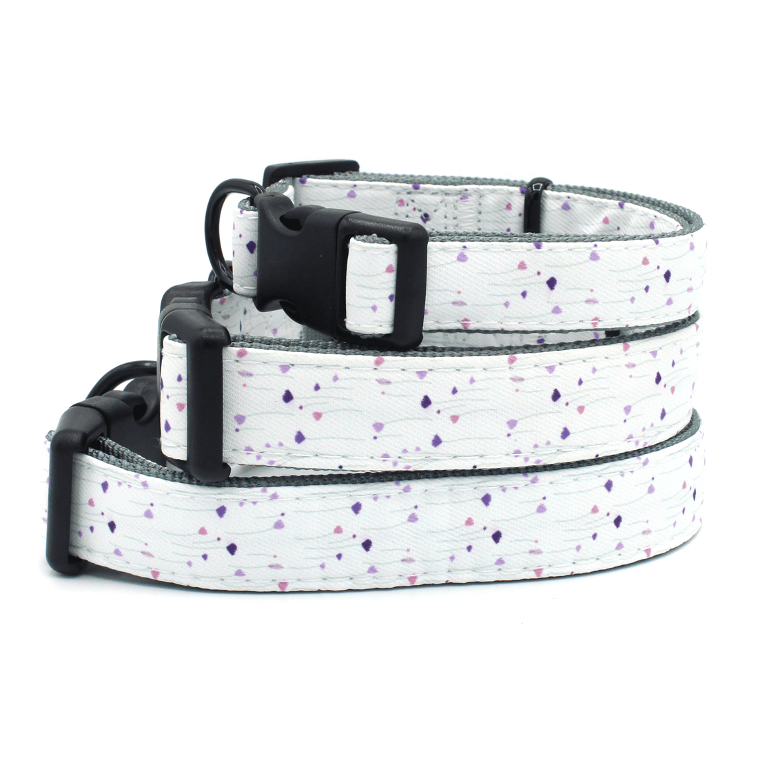 three stacked high quality wildflower pattern dog collars