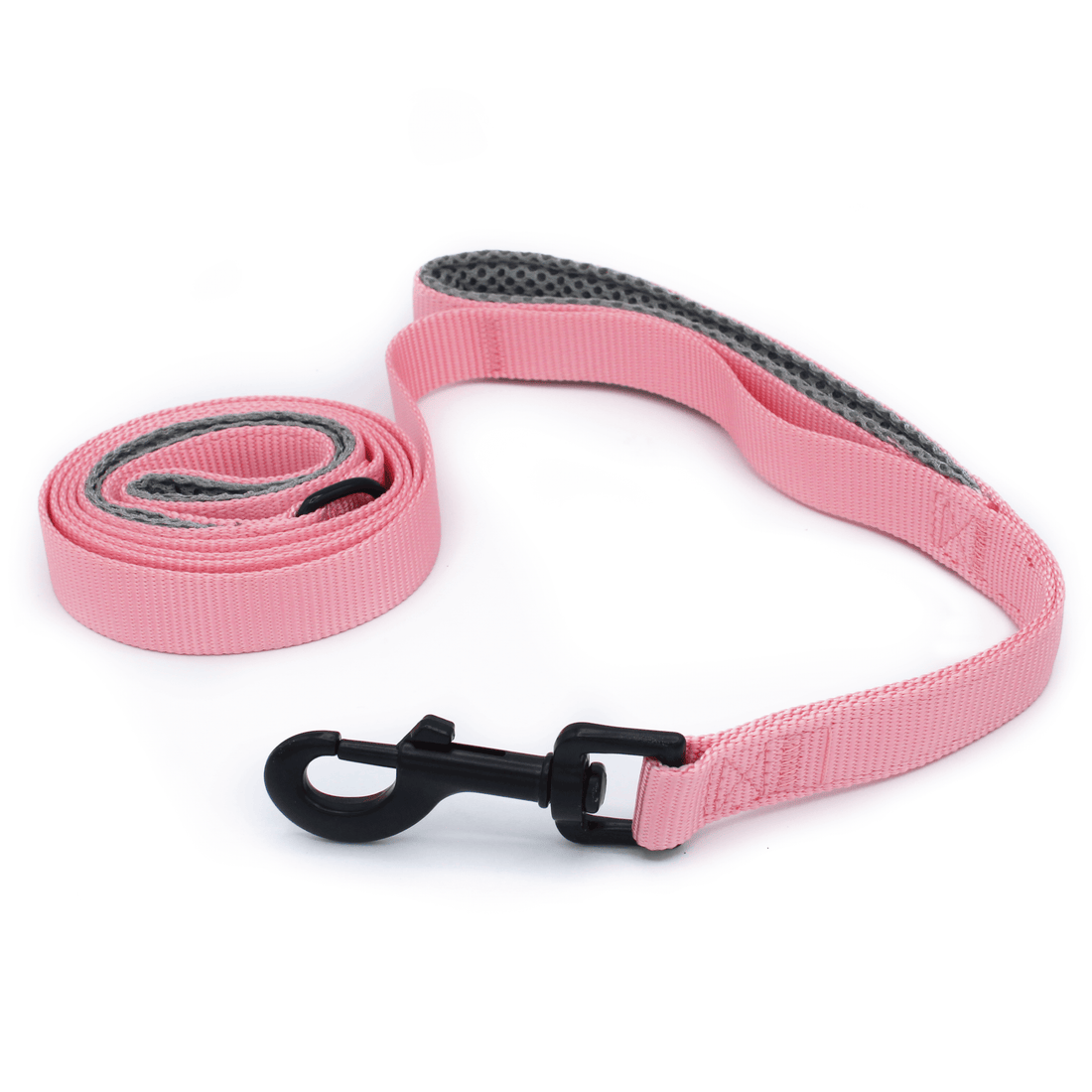 bubble gum colored double handle leash for control and safety