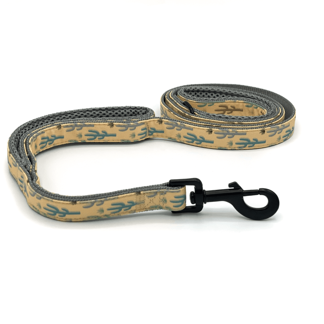 double handle dog leash for pulling and control in a cactus pattern