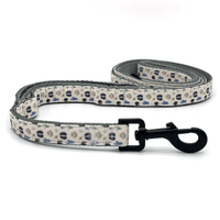 double handle dog leash for pulling and training with an animal paw print pattern