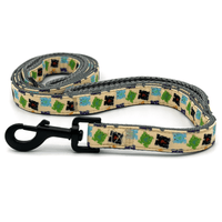a multi-colored frog patterned double handle dog leash for control and training